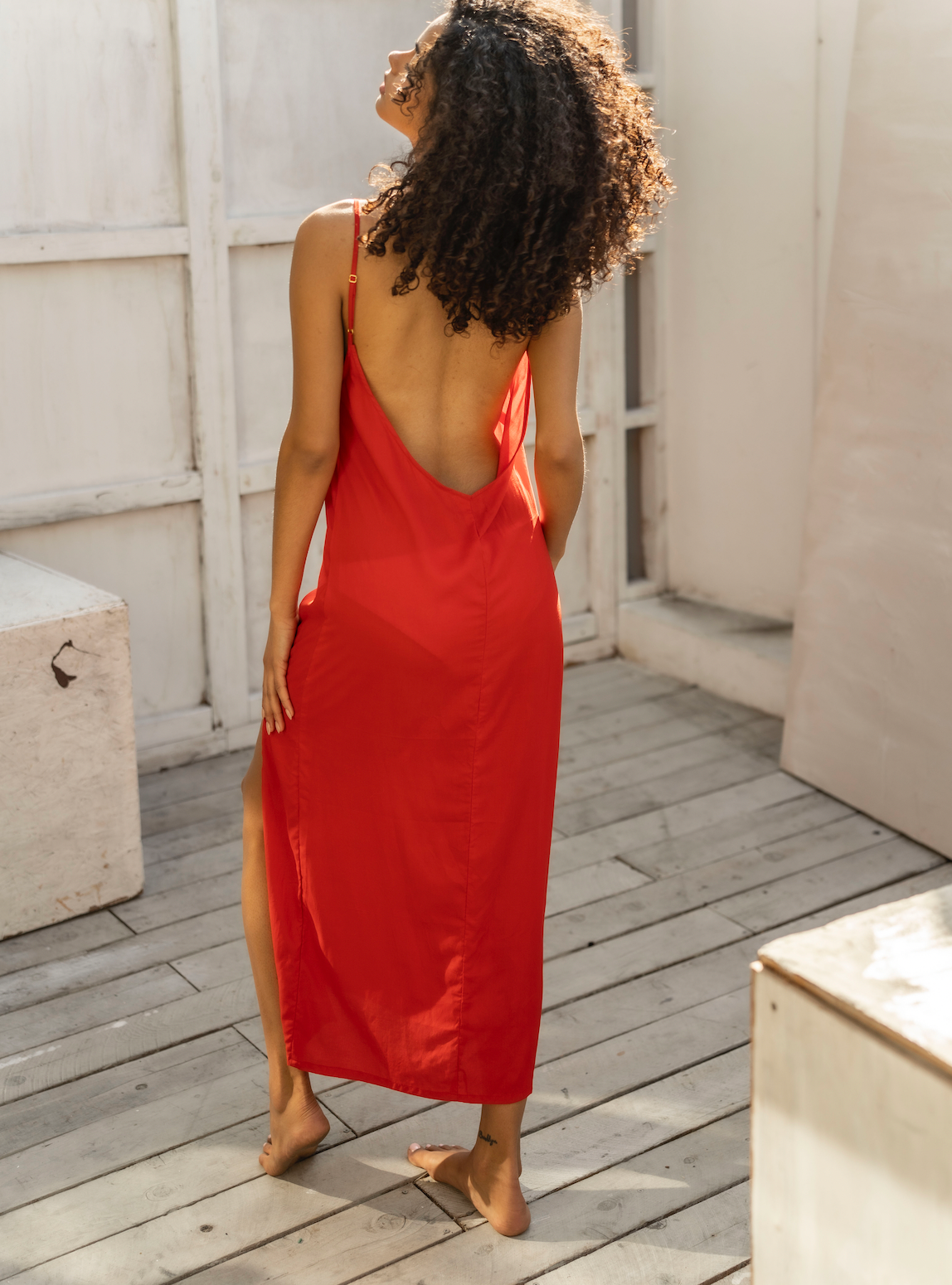 strapless open back dress Amar Midi Dress